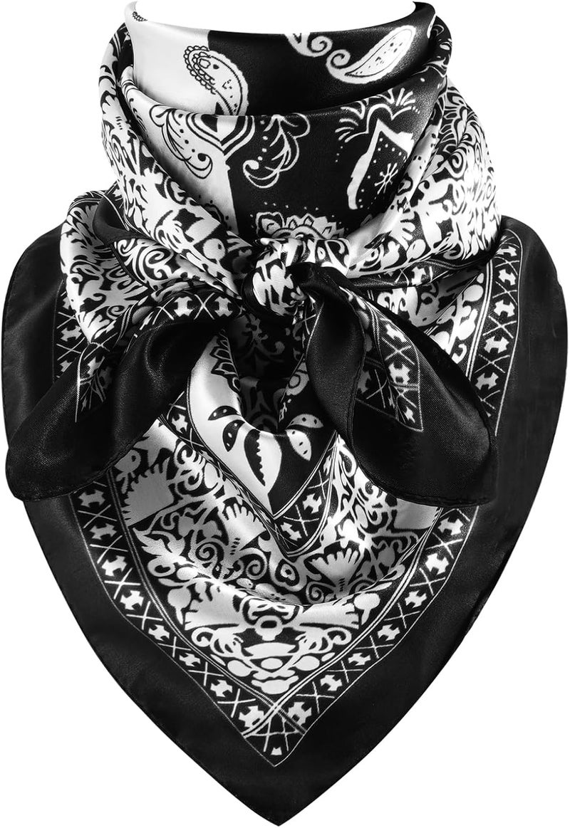 GERINLY 35 Inch Wild Rag Cowboy Scarves for Men, Large Rancher Neckerchief Silk Feel, Oversize Western Bandana - Image 1